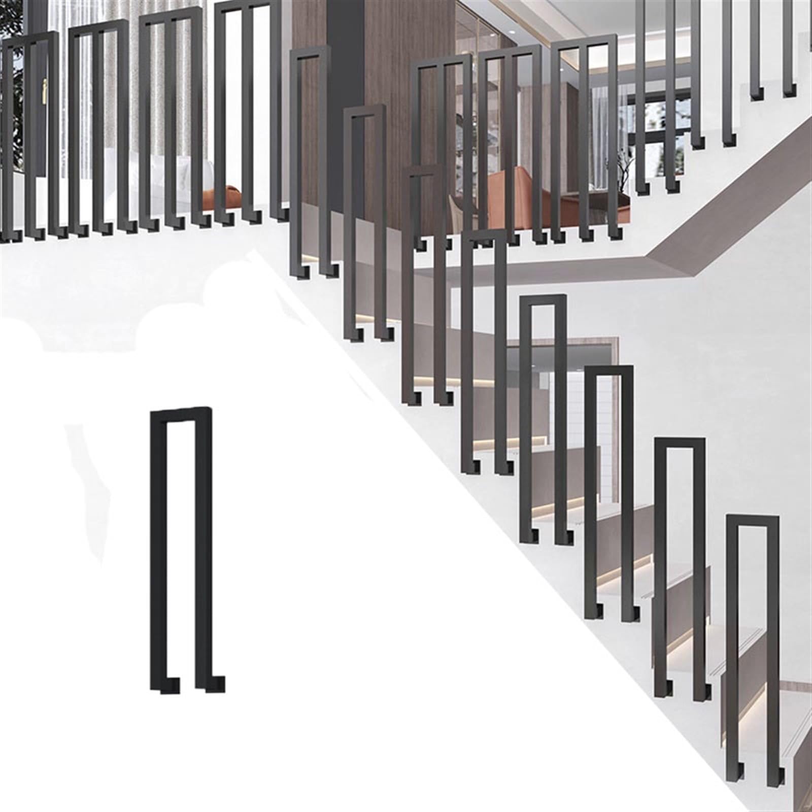 Rambarde en fer forgé noire de 75 cm design carré haut de gamme
