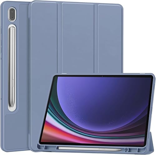 Miimall Funda de cuero para tableta Samsung Galaxy Tab S9, PU genuina con cubierta de TPU, precisión ultrafina, anti-caída de grado militar, funda