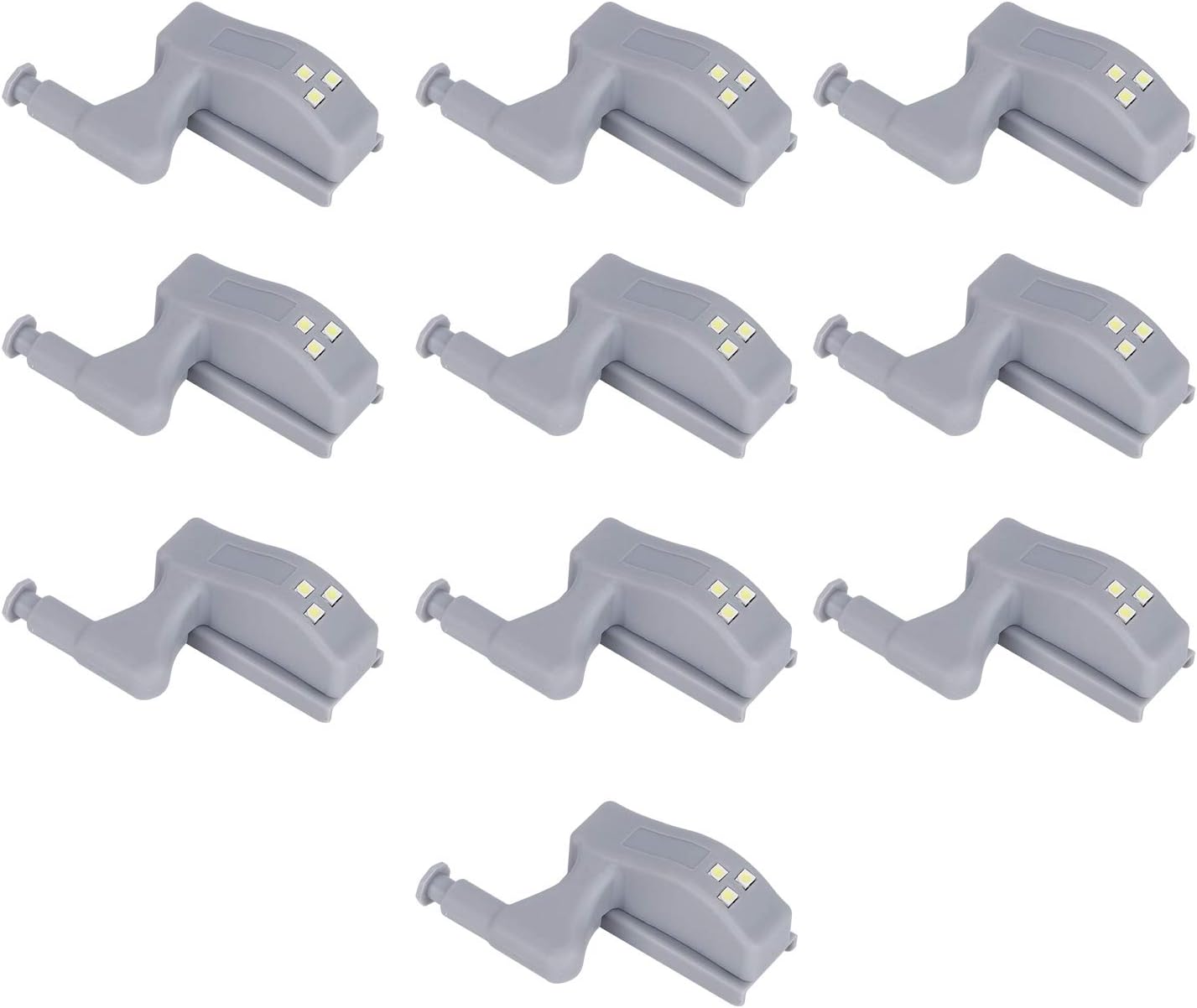 Induction Light, Hinge Sensor Light, High Brightness 10Set Low Power Consumption Durable for Cabinets Wardrobes(White light (without battery))