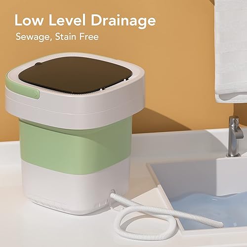 Miniatura 3 de Mini lavadora portátil, lavadora de cubo plegable, cubo plegable ligero con secado suave y tubo de drenaje para ropa interior, ropa de bebé, para