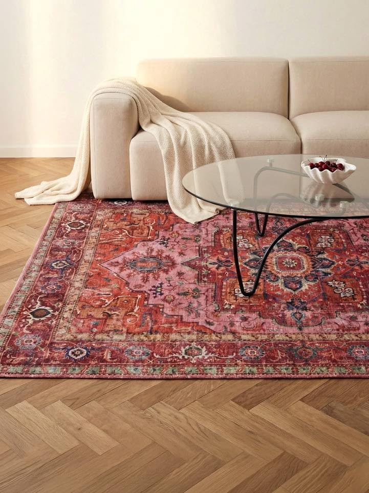 RugVista Georgia Oriental, Teppich, Moderne Teppiche, 240 x 340 cm, Rechteckig, Mittlerer Stapel, Maschinenwäsche, Oeko_tex_100, Rot/Rosa