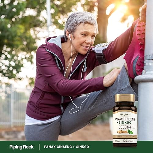 Miniatura 6 de Piping Rock Panax - Cápsulas de ginseng  5000 mg  150 unidades  con Ginkgo Biloba  Suplemento vegetariano, sin OMG y sin gluten