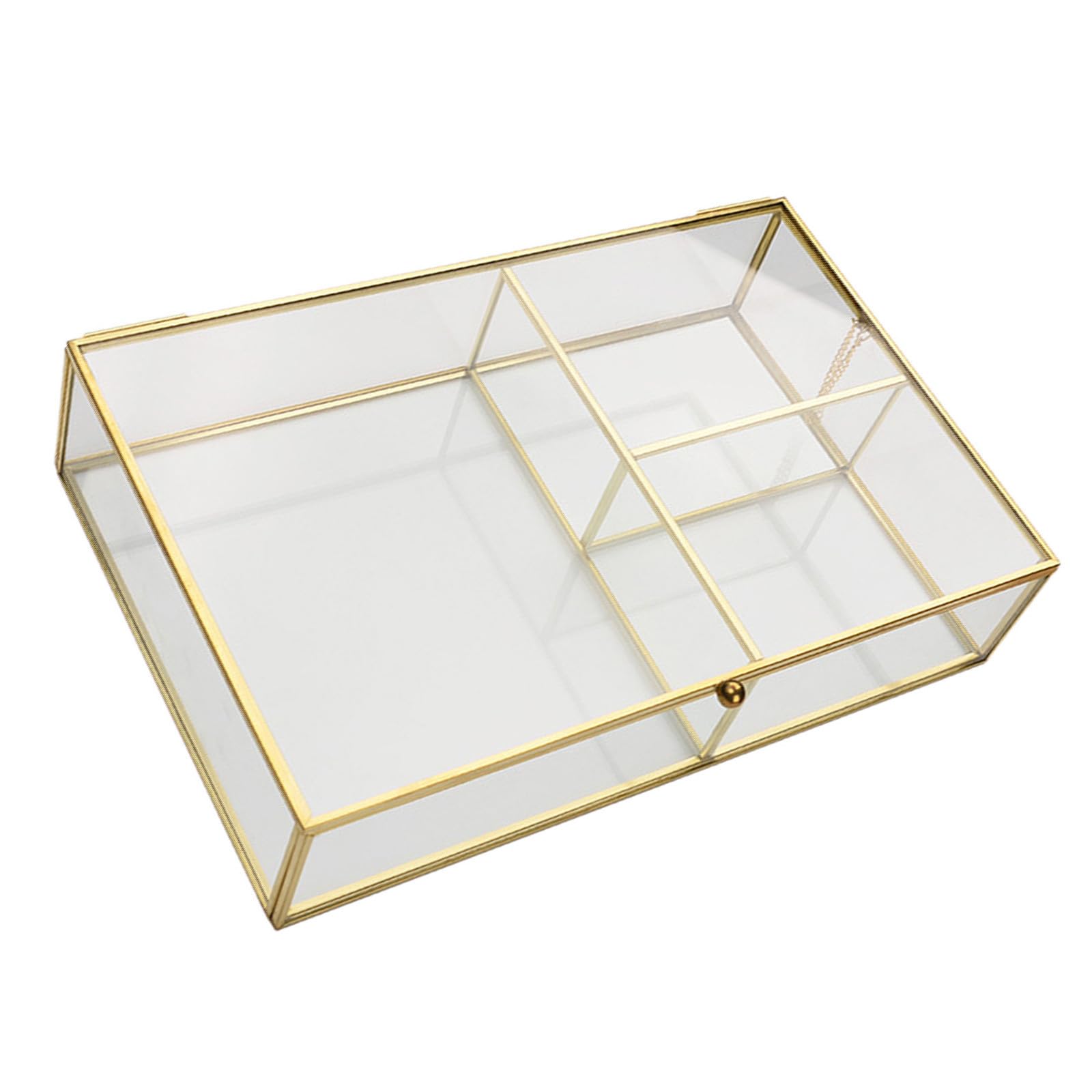 Sewroro Caja de Joyas de Vidrio Pequeña con Tapa Organizador de Sobremesa para Joyería y Cosméticos Bandeja para Anillos Pendientes y Labiales Estuche Decorativo para Tocador