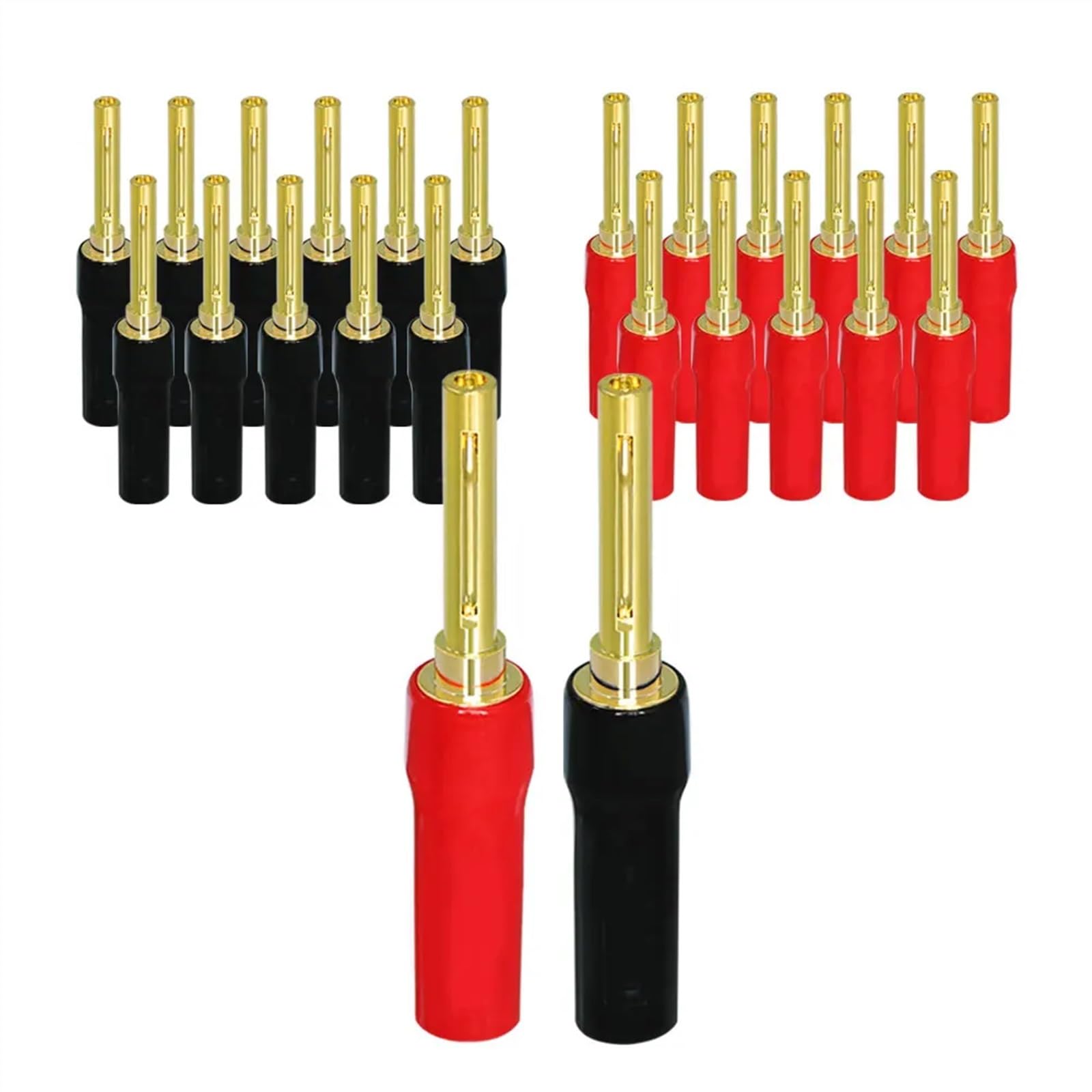 4 pièces/Ensemble fiche Banane 4mm 24k plaqué Or Haut-Parleur câble Fil fiche Banane connecteur(2 Pcs,Elastic Pin)