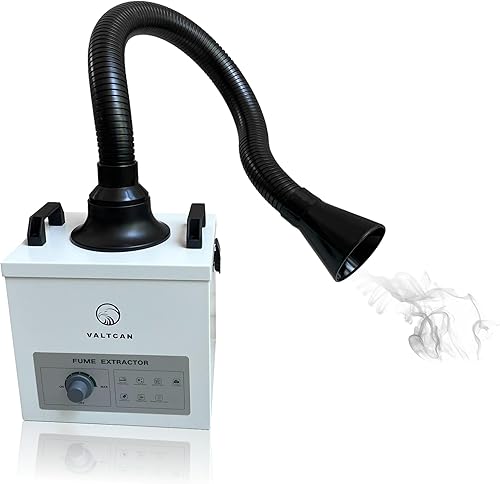 Valtcan Extractor de humos, ventilador de soldadura con manguera ajustable, filtro 99.97% de 0.3 micras