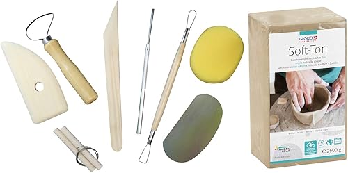 Glorex Creative Soft Clay - Juego de 8 piezas con herramienta de modelado duradera, 88.18 oz, color blanco endurecedor o quemable