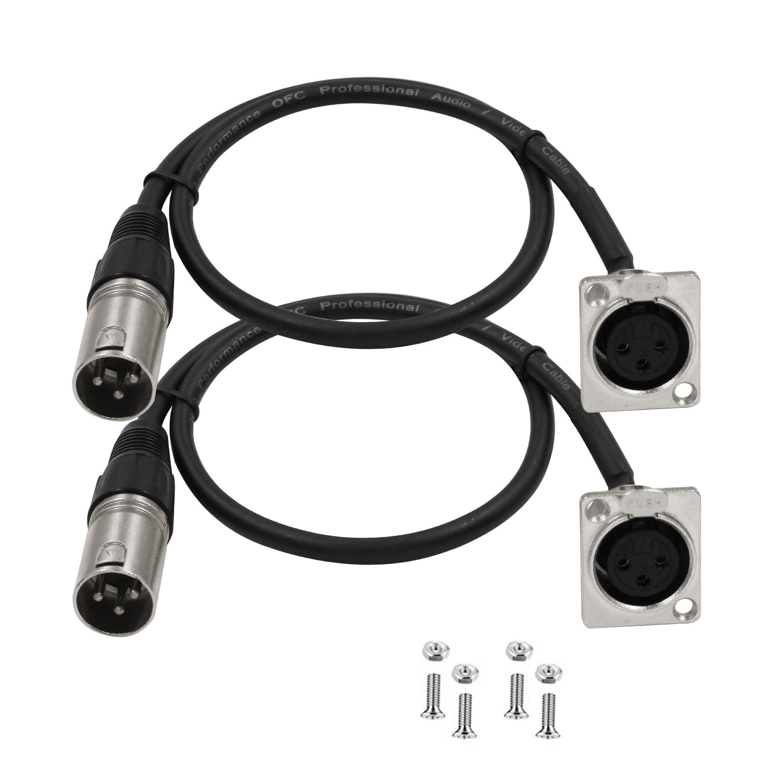 Jozzai D Type XLR Cable 1.6FT, 2 Pack, Pass Through Connector, D XLR Female to Male for Premium Stage Box, Patch Panel, Panel Mount, Floor Box,
