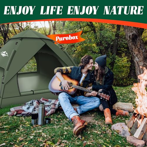 Purebox Pop Up Tents for Camping,2-3 Person Tent Easy Setup,Waterproof & Windproof Camping Tents, 60S Instant Double Layer Tent for Trekking, Family, Backpacking QBT64 の商品画像 5