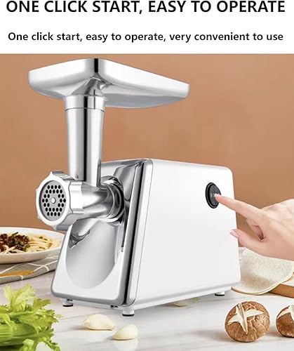 Miniatura 4 de Picadora de carne eléctrica, máquina multifuncional de procesamiento de alimentos para el hogar, acero inoxidable blanco