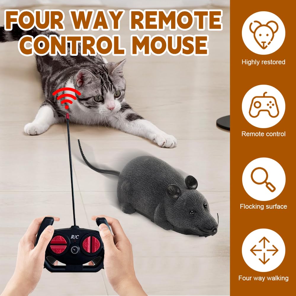 Katzenspielzeug Elektrisch Spielmaus, Maus Mit Fernbedienung, Fernbedienung Gefälschte Ratte, Realistisches Aussehen Rc Katzenspielzeug Für Katzenauslauf Und Gegen Langeweile