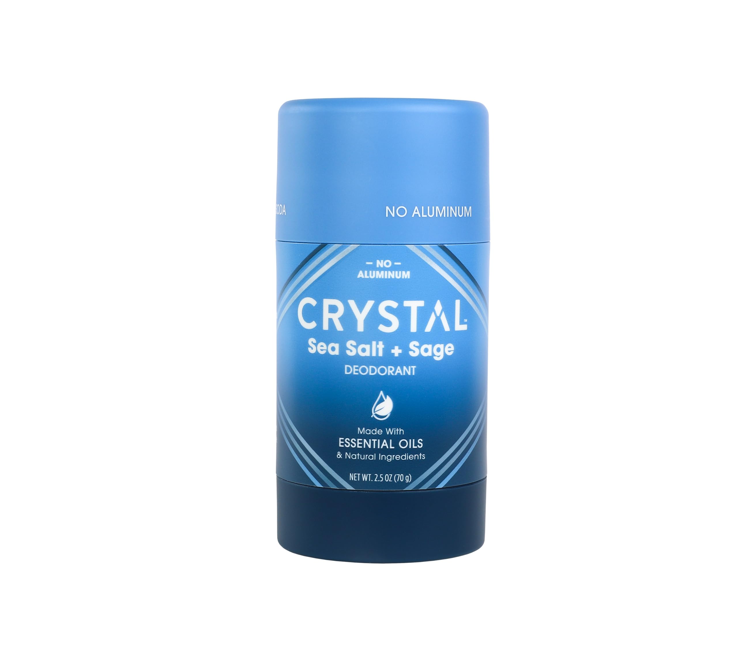 Crystal Magnesium Solid Stick Natural Deodorant, Non-Irritating Aluminum Free Deodorant for Men or Women, Safely and Effectively Fights Odor, Baking Soda Free, Sea Salt + Sage, 2.5 oz