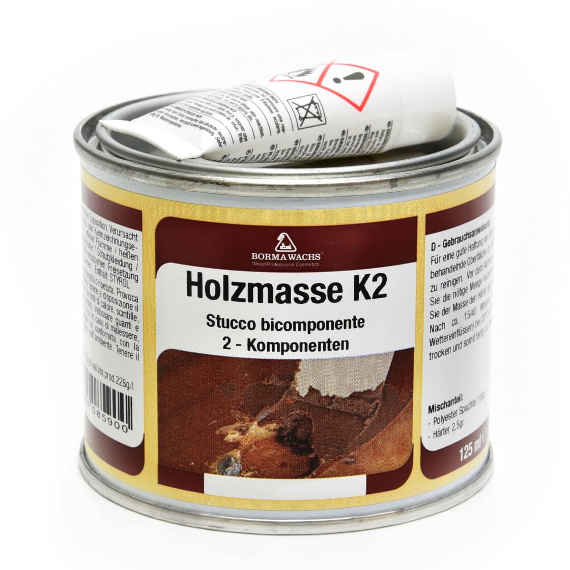 2K - Mastice per legno per interni ed esterni, 750 ml, Nero