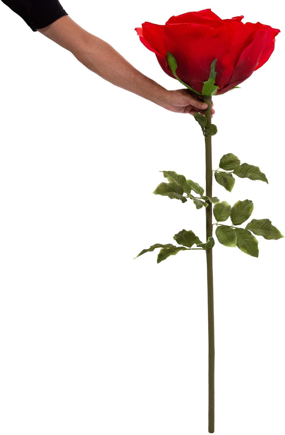 Big Artificial Roses with Dark Green Leaves for Beautiful