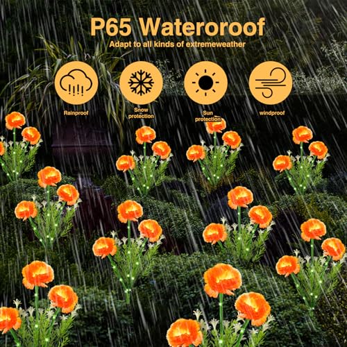 X-Giftkey XGEMO-2 Halloween Decorations Solar Marigold Garden Lights Outdoor,2Packs Artificial Marigold Flowers thumb #5