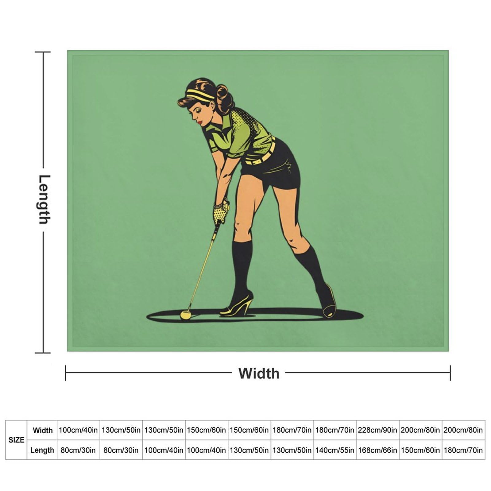 Golf Player Vintage Woman 80s Soft Flannel Blanket Throw Fashion Plush Blankets Lightweight Throws for Couch Bed 55