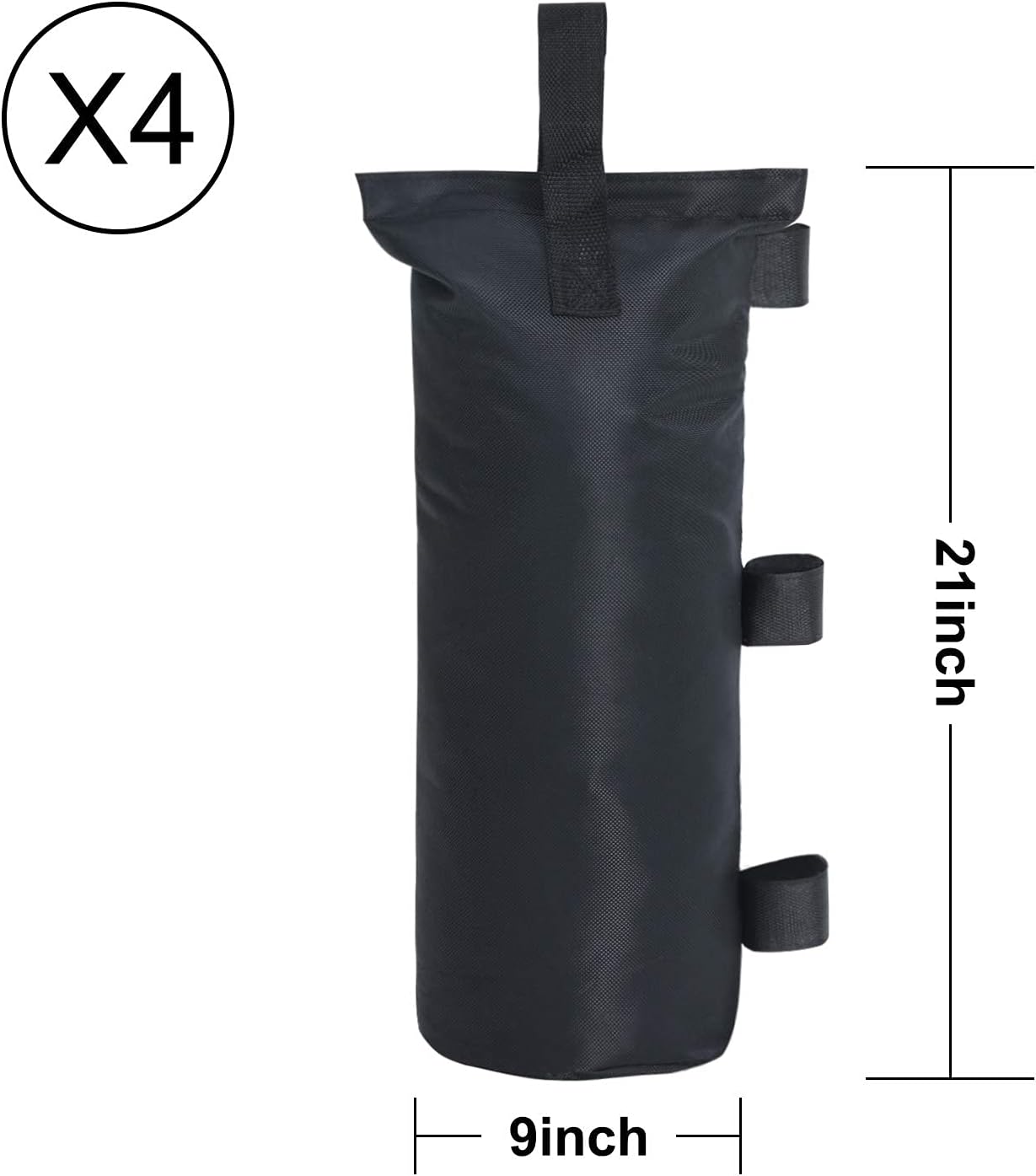 Bundle of MASTERCANOPY Patio Umbrella Replacement Canopy x 1+MASTERCANOPY 4 Weight SandBags (9x21,Black) x 1