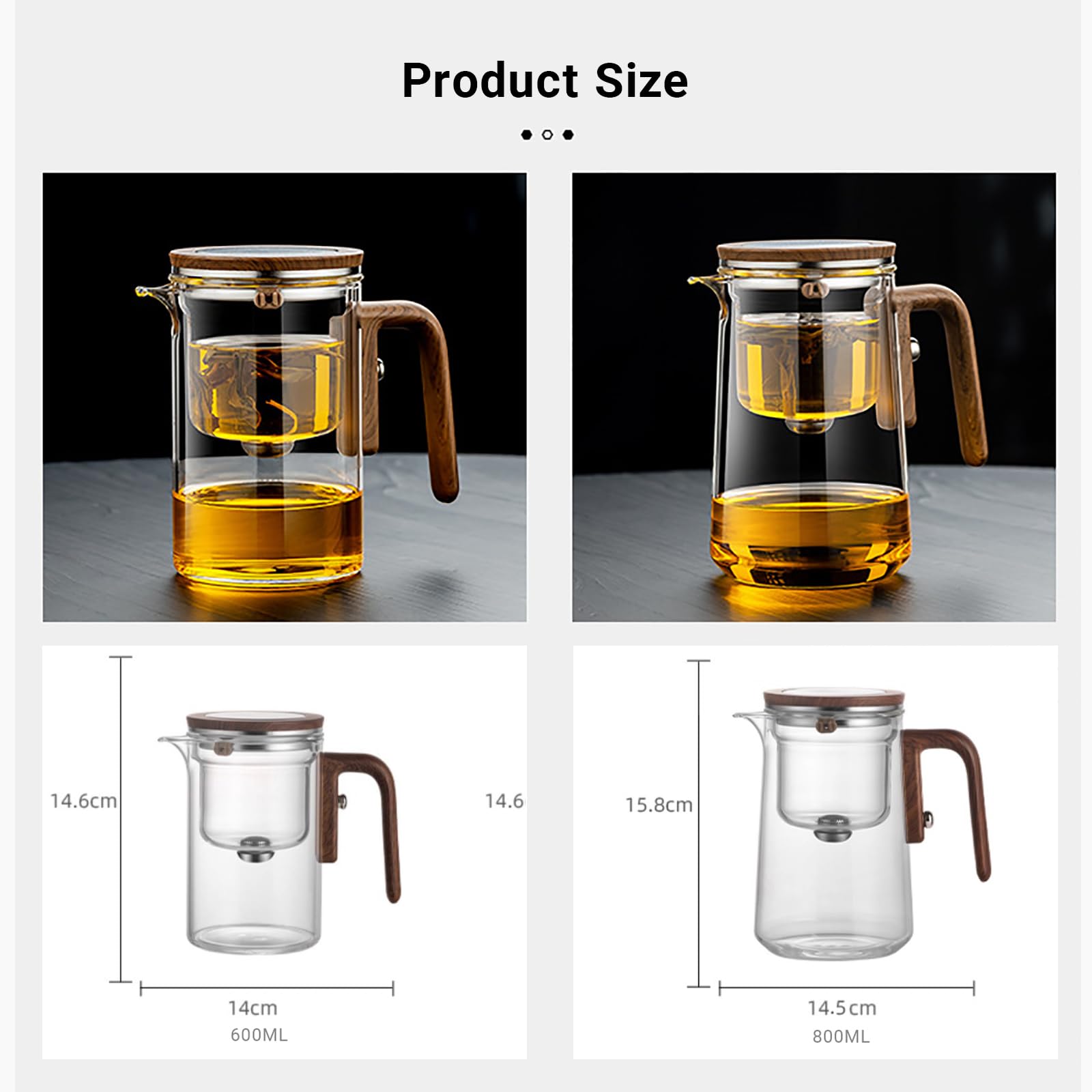 Tetera de Cristal con Separación de Agua – 600 ML, Enchantipot Magic Tea Pot para Hojas Sueltas, Vidrio de Borosilicato, Desmontable/Fácil de Limpiar, Tetera Mágica para el Hogar y la Oficina