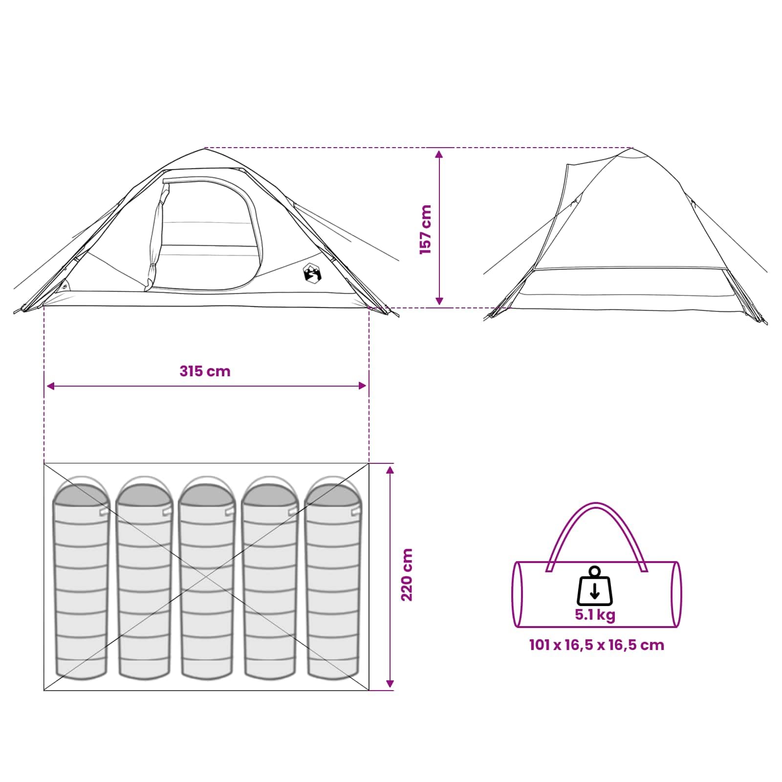 Mangloder Sofort Zelt Grün x x Polyester Stahl Campingzelt Wandern Trekkingzelt Kuppelzelt für Outdoor Festivals Strand und Garten, leicht, wasserdicht, kompakt
