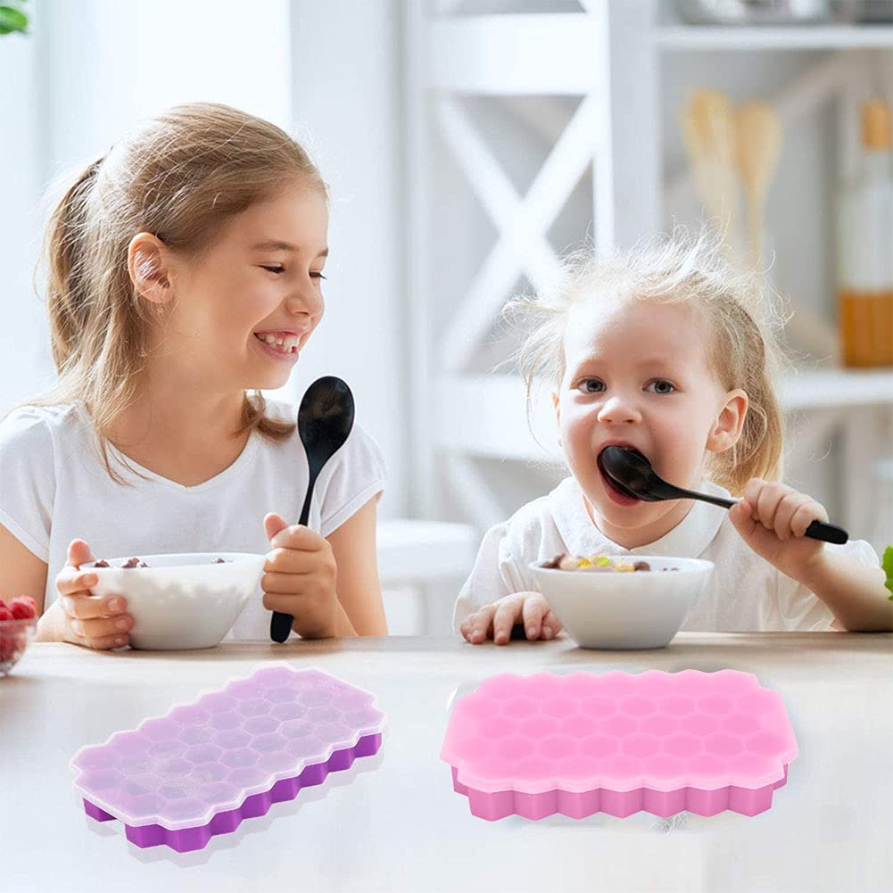 Confezione Da 2 Vaschette Per Cubetti Di Ghiaccio In Silicone Con Coperchio – Facili Da Sformare, Per Ghiaccio, Whisky, Cocktail E Alimenti (Giallo E Verde)