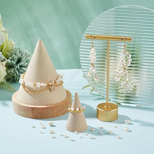 Miniatura 5 de NBEADS 3 hebras de 3 tamaños de aproximadamente 114 ~ 115 cuentas de perlas de agua dulce cultivadas naturales, dos lados pulidos de perlas blancas