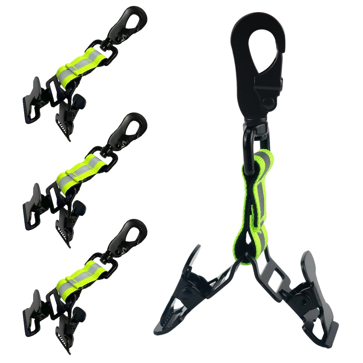 4 Stück Feuerwehr Handschuhhalter Set, Doppelter Clip Handschuhe Halterung, mit Wanderschnalle Handschuhklammer Feuerwehr, für Aufhängen Handschuhen, Schutzhelmen, Handtüchern