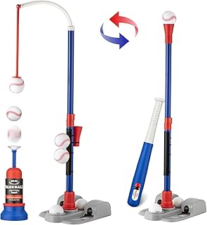 Juego de pelota en T ajustable para niños de 3 a 8 años | Juguete de béisbol al aire libre con murciélago, pelota y camiseta | Regalo deportivo para niños pequeños y niños en patios traseros