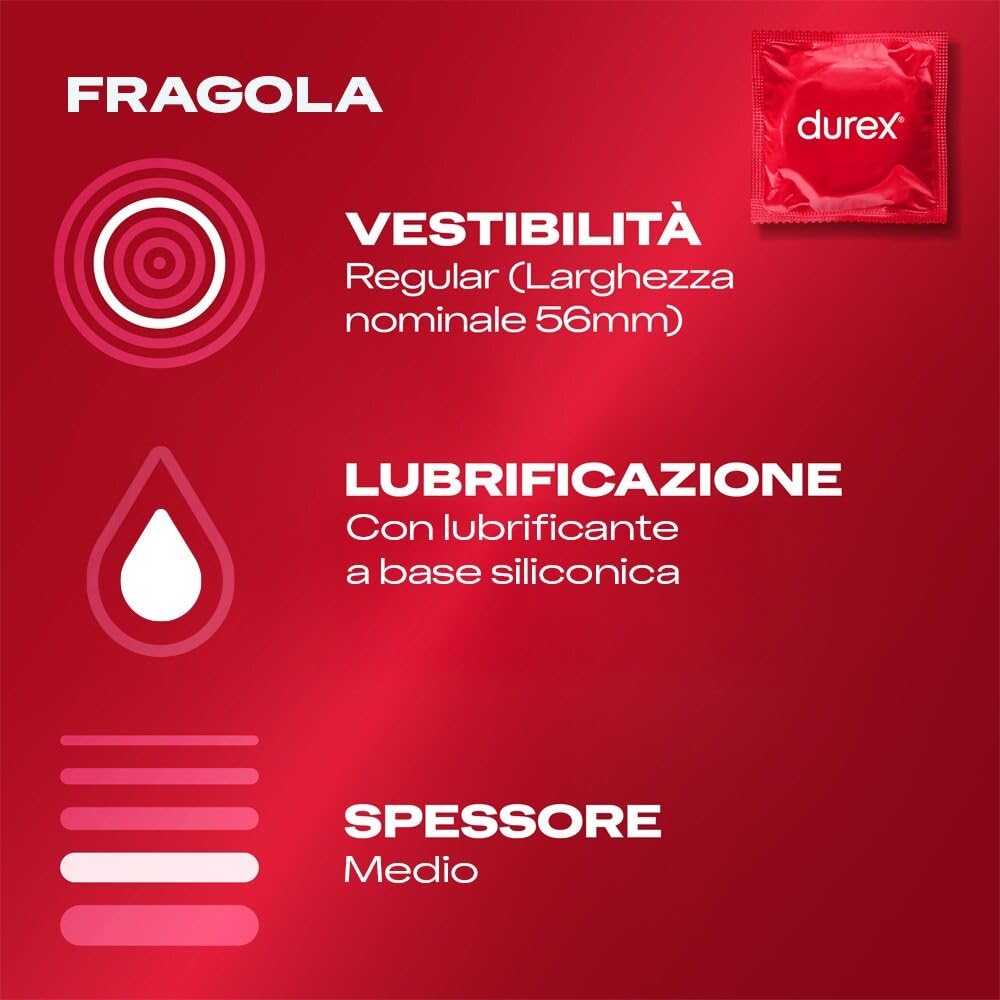 Durex Fun Explosion Mix di Preservativi Sottili, Con Rilievi e Nervature e Aromatizzati alla Fragola, 40 Profilattici, Esclusiva Online