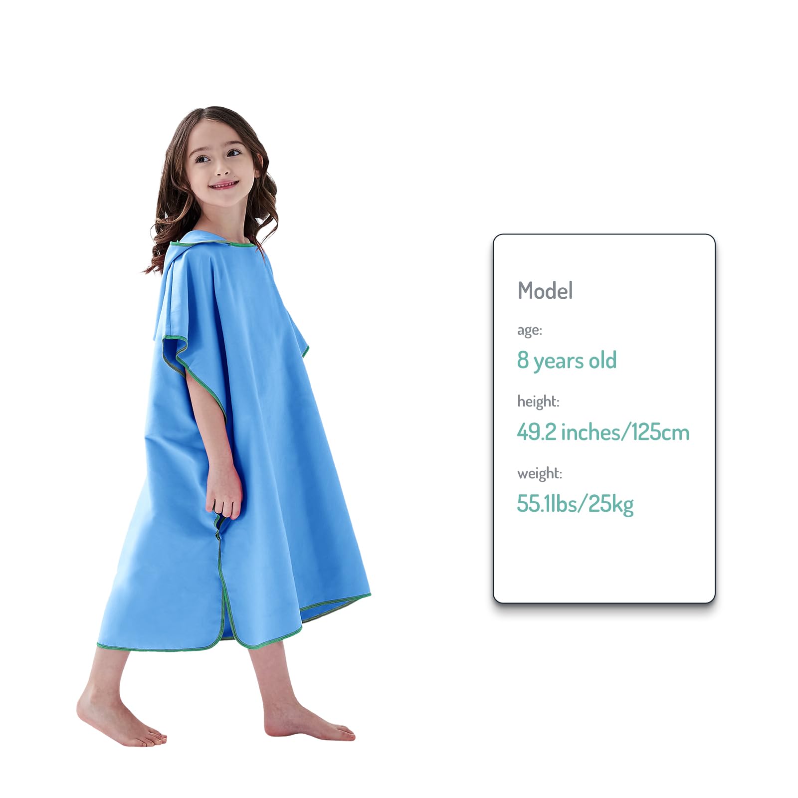 Bambini Swim Poncho Surf Poncho Asciugamano con Cappuccio, Robe da Bagno Towel in Microfibra Assorbente, Accappatoio per Surf Viaggi Campeggio Piscina Spiaggia, Blu