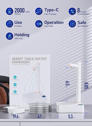 Miniatura 2 de Dispensador de agua de escritorio, dispensador de botellas de agua de escritorio recargable, dispensador de agua portátil para botella de 5 galones,