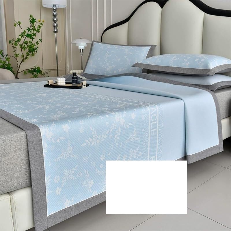 Surmatelas en soie glacée contre la chaleur nocturne, pack matelas lavable bleu 120x200
