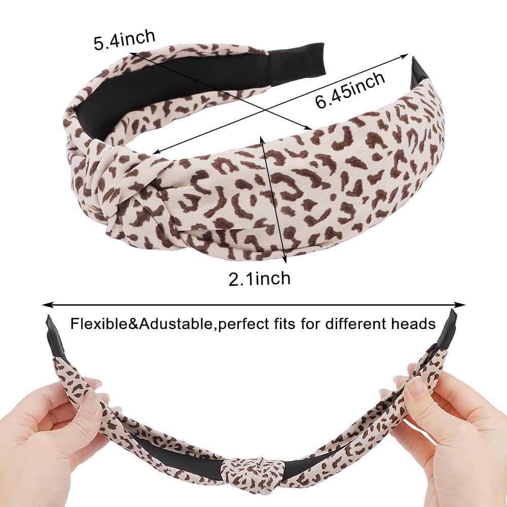 Paquete de 5 diademas anudadas para mujer, diademas gruesas de moda con nudo superior, antideslizantes, lindos accesorios para el cabello, multiestilo, paquete de diademas para mujer (neutro) 3