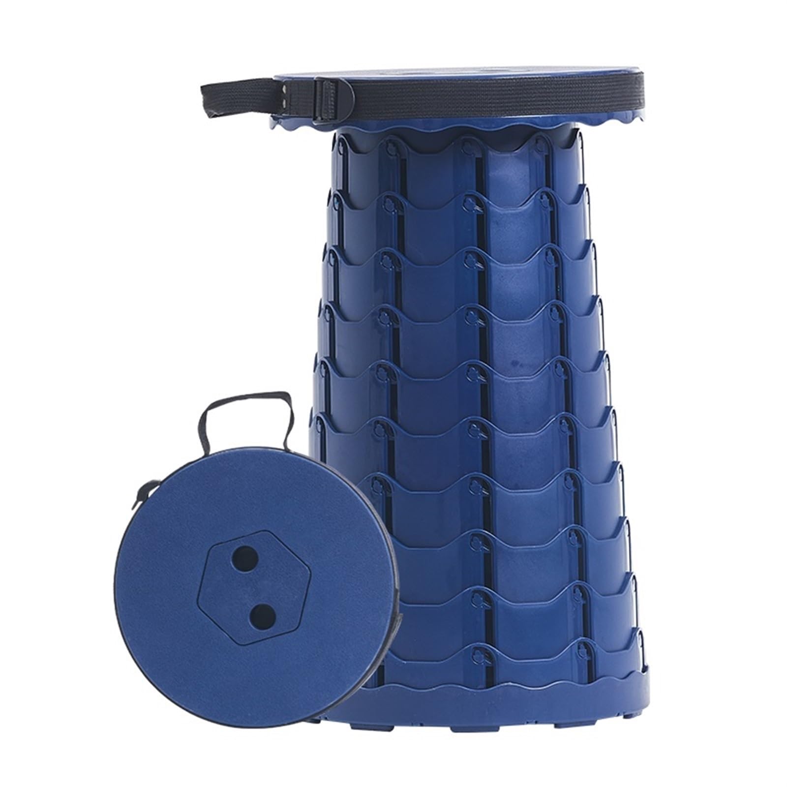 Höhenverstellbarer Klapphocker, kompakter Klappstuhl, tragbarer einziehbarer Campinghocker, leicht, for Outdoor-Angeln, Wandern, Gartenarbeit (Color : Blue)