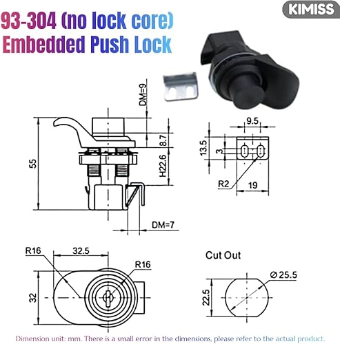 Miniatura 2 de KIMISS Pestillo de botón, cierre de botón para barco, armarios, cajones, mano izquierda/derecha, plástico ABS, resistente a la corrosión