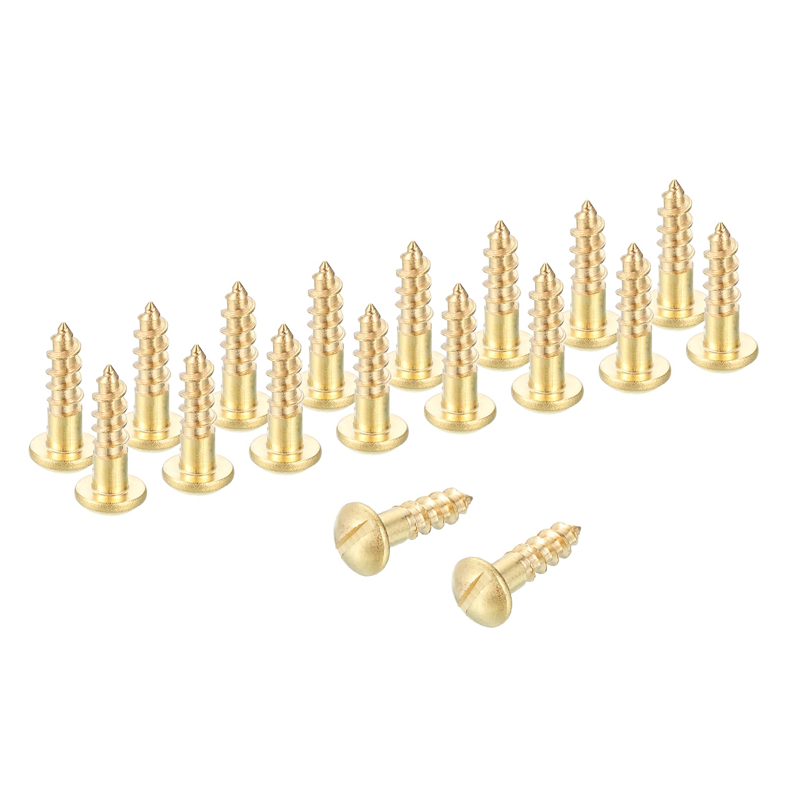 sourcing map Wood Screws, M3.5 x 13.5mm Brass Slotted Round Head Self Tapping Screw Quick Metal Self-Tapping for Indoor Household Appliances Furniture Woodworking Pack of 58