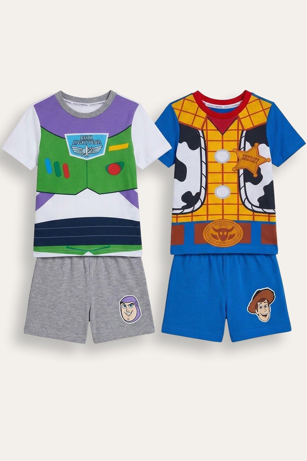 Disney Toy Story - Pigiama corto per ragazzi, confezione da 2 pezzi, magliette a maniche corte e pantaloncini coordinati, con elastico in vita, motivo Buzz Lightyear e Woody