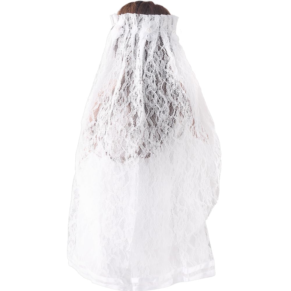 DUORUIMI Doll Clothes White Wedding Long Lace Dress for American Girl Doll 18 inch with Wedding Veil, 18-inch - Image 3