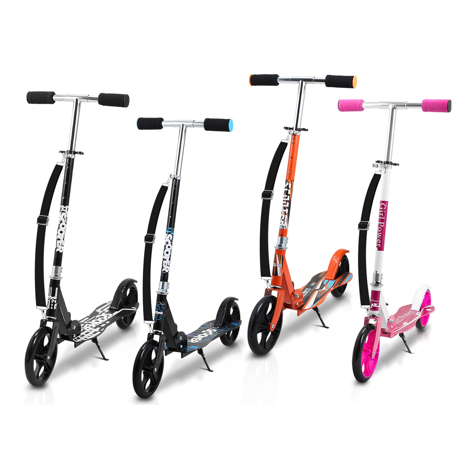 Monopattino per bambini, altezze regolabili, per scooter bambini, pieghevole, con antiscivolo e stabilità