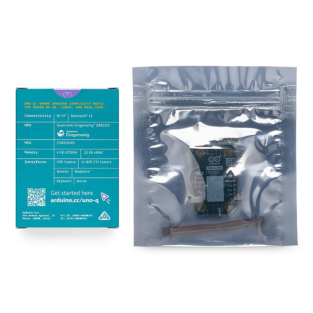 Arduino® UNO™ Q 4GB Modulino® Pixels Bundle: Feedback Visivo ad Alta Densità e Display RGB