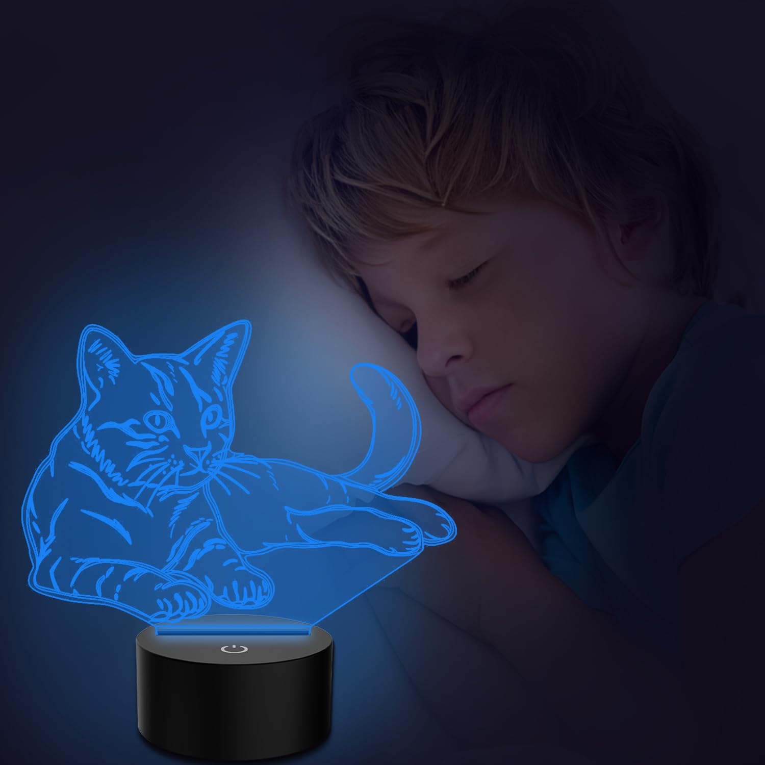 AGWIM 3D Illusion Lamp Cat Led Night Light, 16 Colors Changing USB Desk Lamps with Remote Control, Bedroom Decoration Table Lights for Kids Birthday Gifts