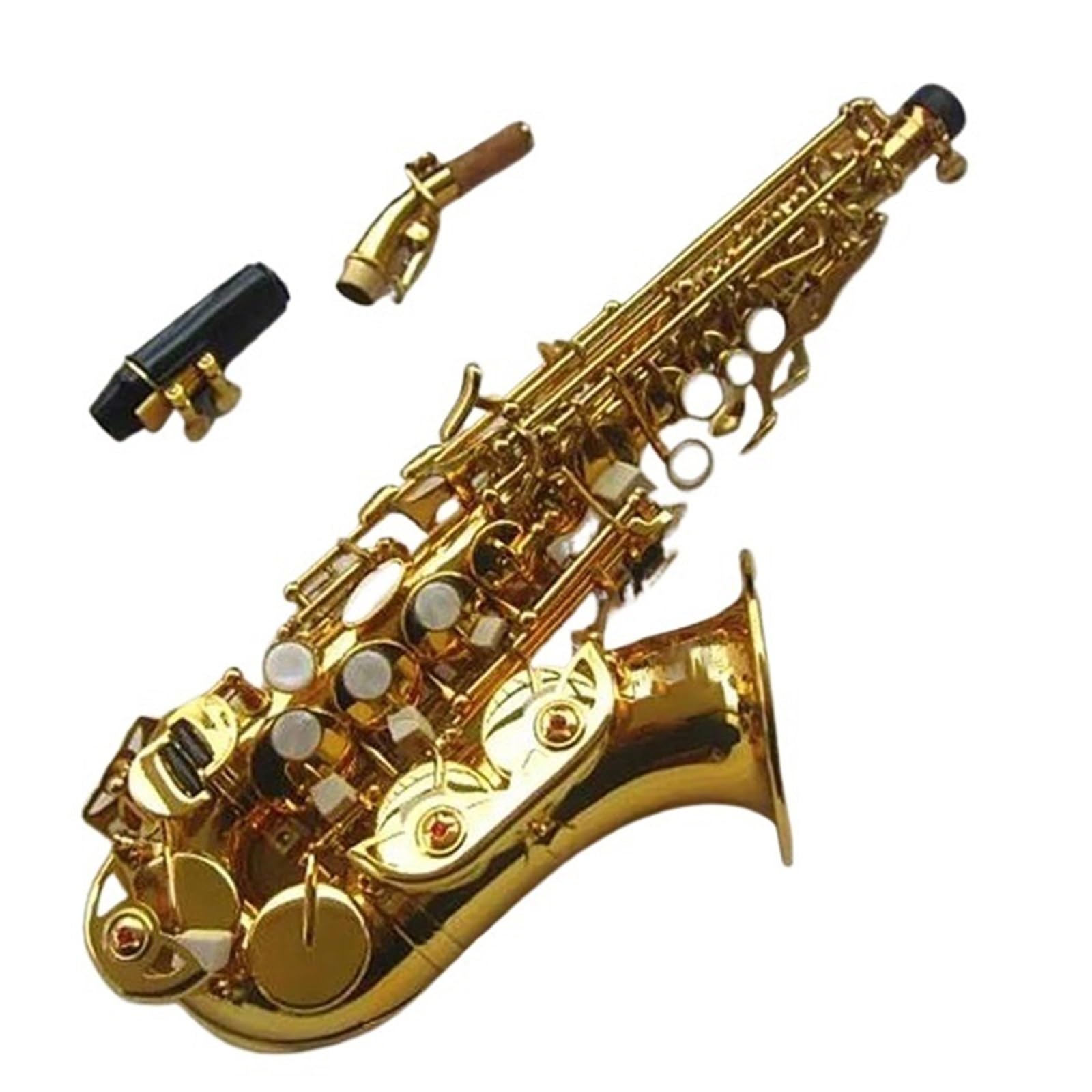 Sassofono Sassofono Soprano Curvo Oro Strumento Da Gioco Professionale Sax Soprano Curvo E Scatola Rigida