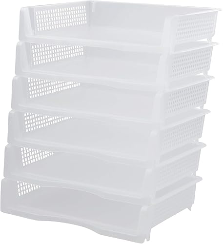 Kiddream Bandejas plásticas transparentes de la carta del documento de 6 niveles, bandeja apilable del fichero del papel