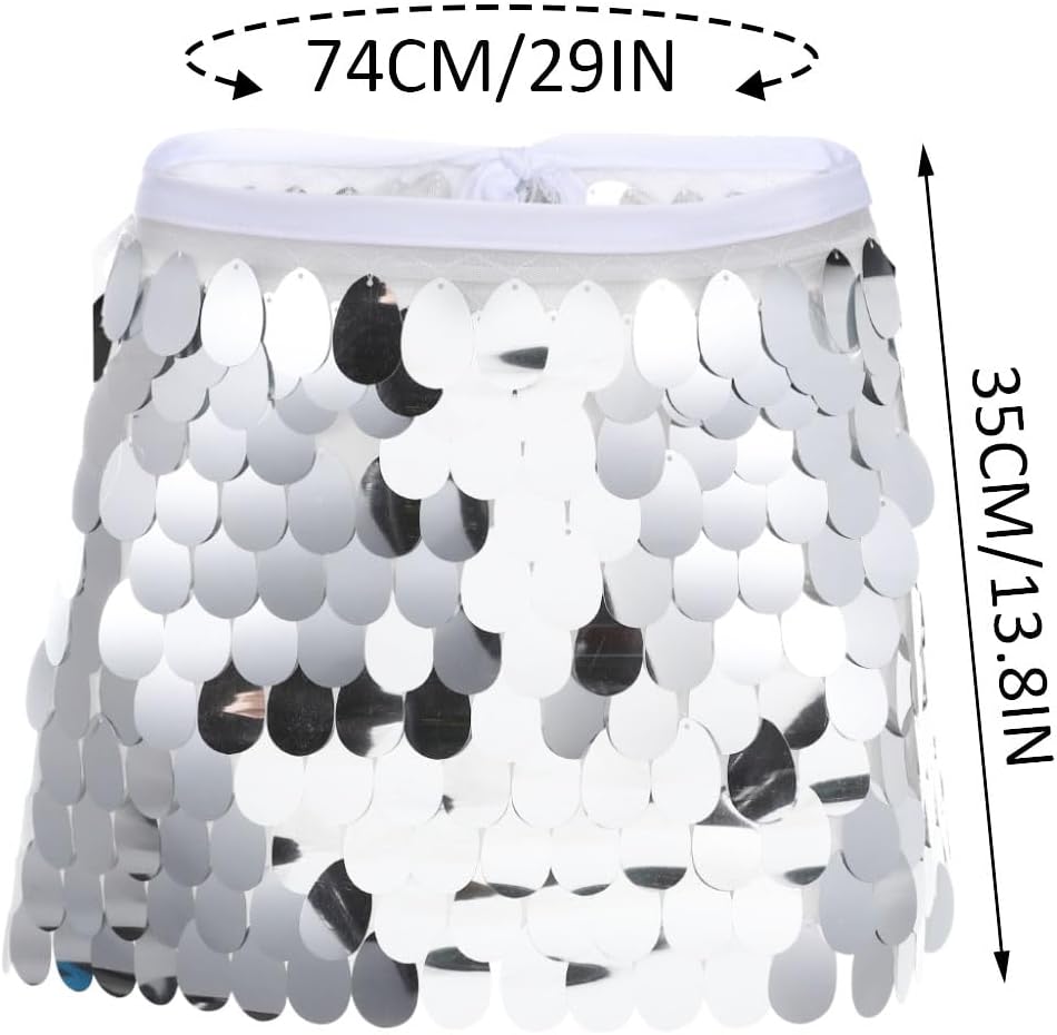 COSYDAYS Sparkly Mermaid Sequin Skirt Red Sequin Short Skirt Belly Dance Wrap Mini Skirts for Women - Image 6