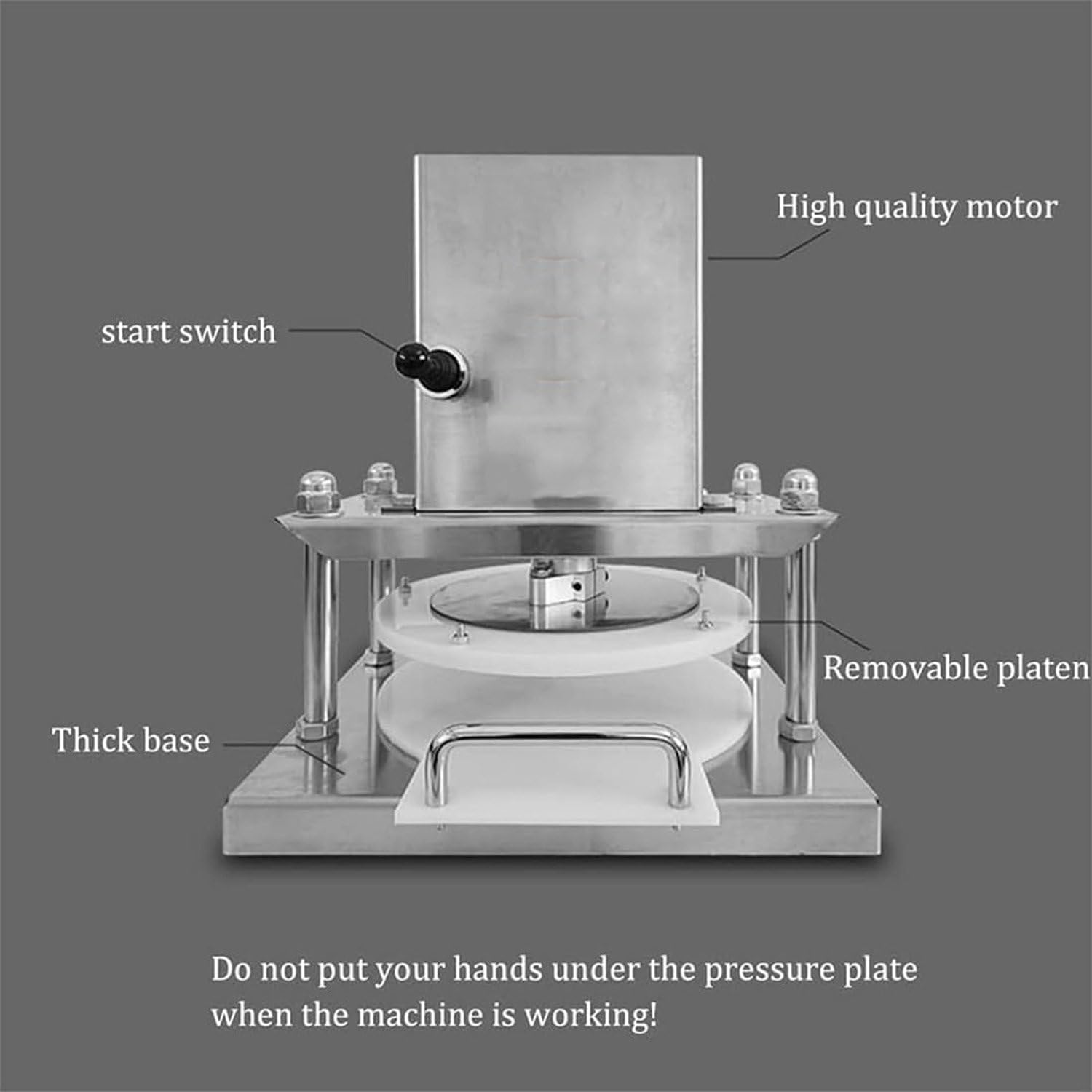 Pressa per impasto commerciale, Sfogliatrice automatica per pasta per pizza per prodotti da forno in crosta, Pressa elettrica da banco resistente per impasto per tortilla di focaccia 22cm
