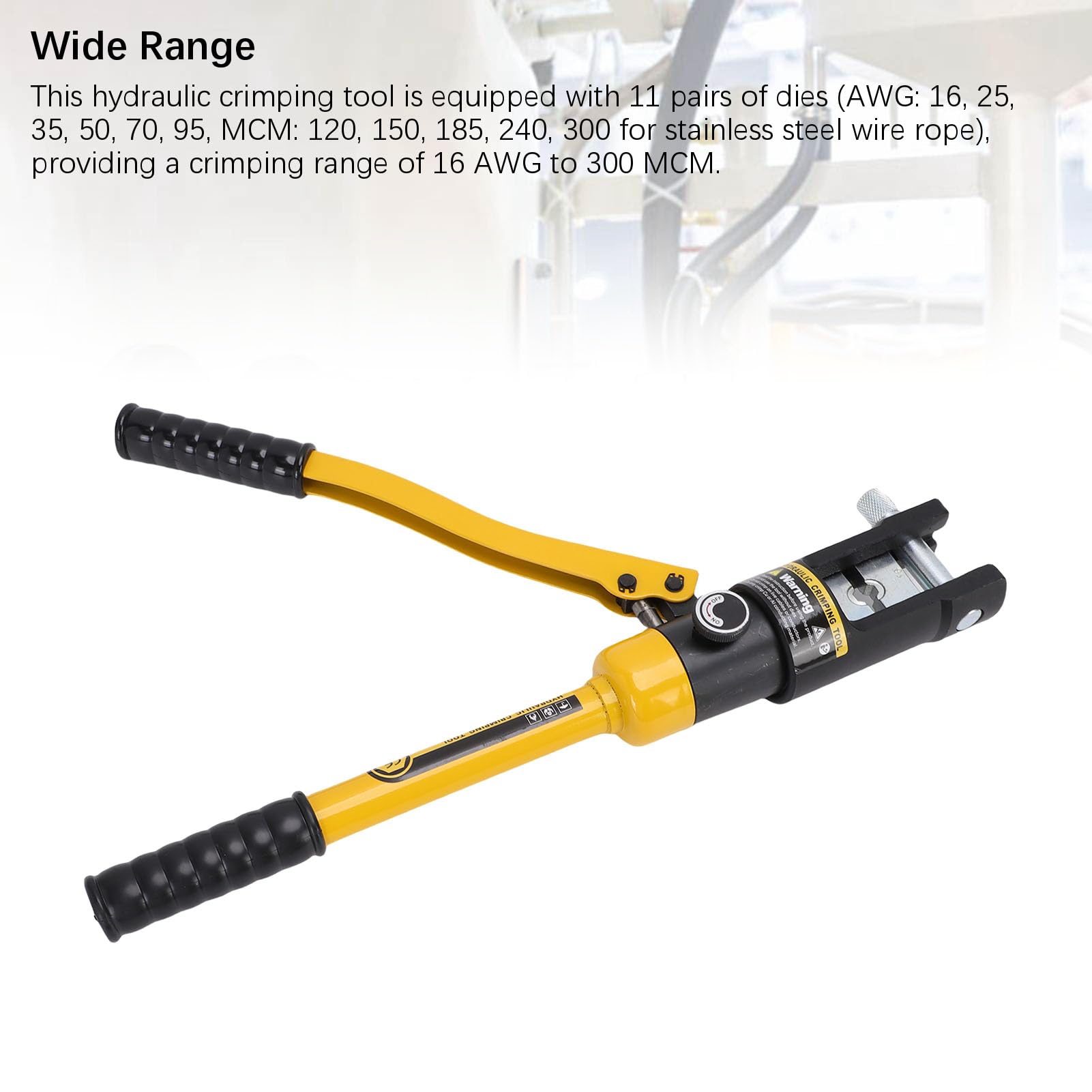 Luocute Hydrauliczne Narzędzie do Zaciskania 16T 16 AWG do 300 Narzędzie do Zaciskania Kabli Akumulatora Skok Hydrauliczna Zaciskarka z Końcówkami Elektryczna Zaciskarka do Końcówek z