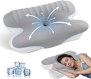 JINXIA Memory-Foam-Kissen zum Schlafen, ergonomisches orthopädisches Nackenstützkissen, Kühlkissen mit abnehmbarem Kissenbezug für Seiten-, Rücken-, Bauchschläfer, Dunkelgrau