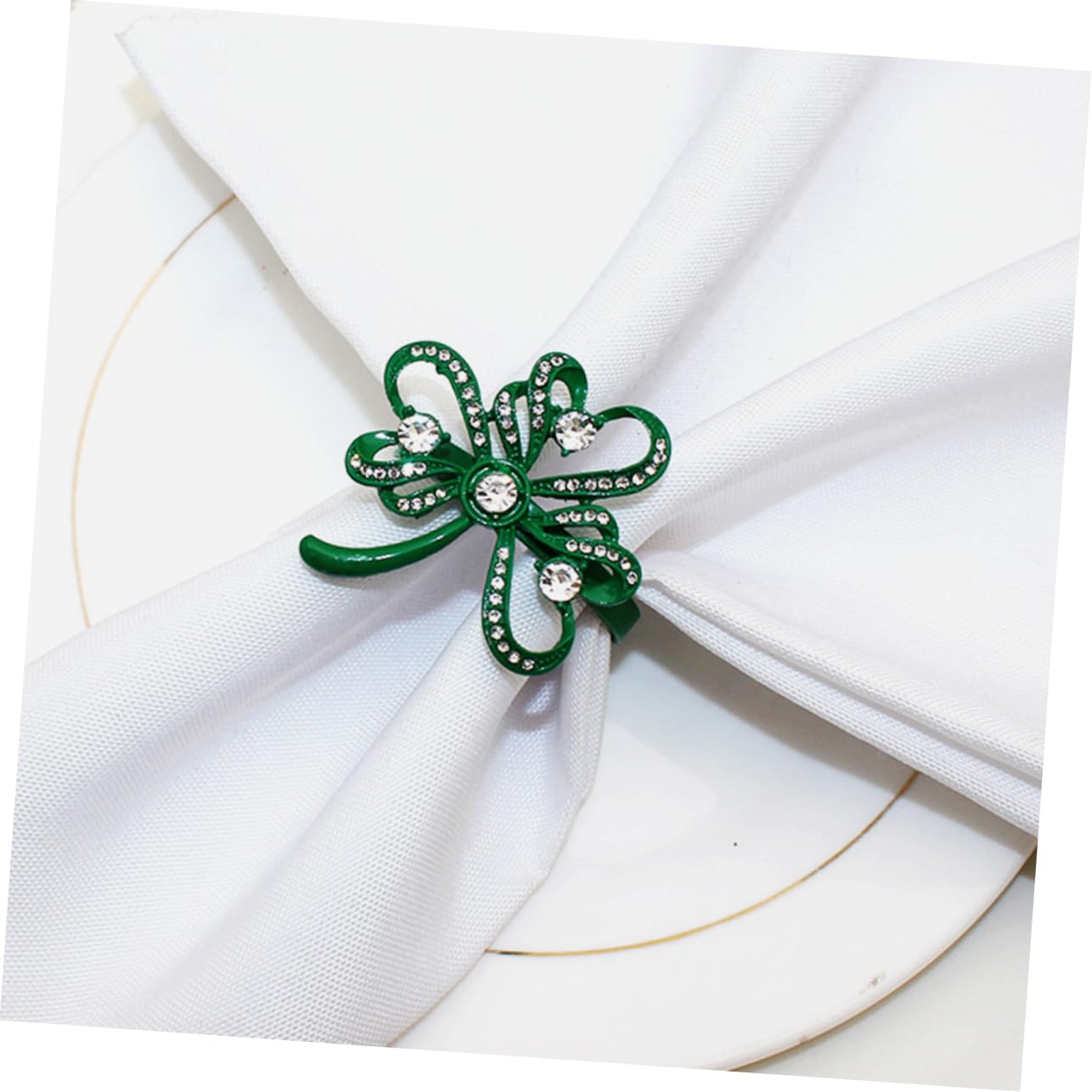PRETYZOOM 3 Set Portatovaglioli Shamrock Portatovaglioli D'oro Risaia Portatovaglioli Autunnali Decorazioni Per Tovaglioli Portatovagliolo Trifoglio Perni Di Trifoglio Lega Green 4 Pezzi * 3