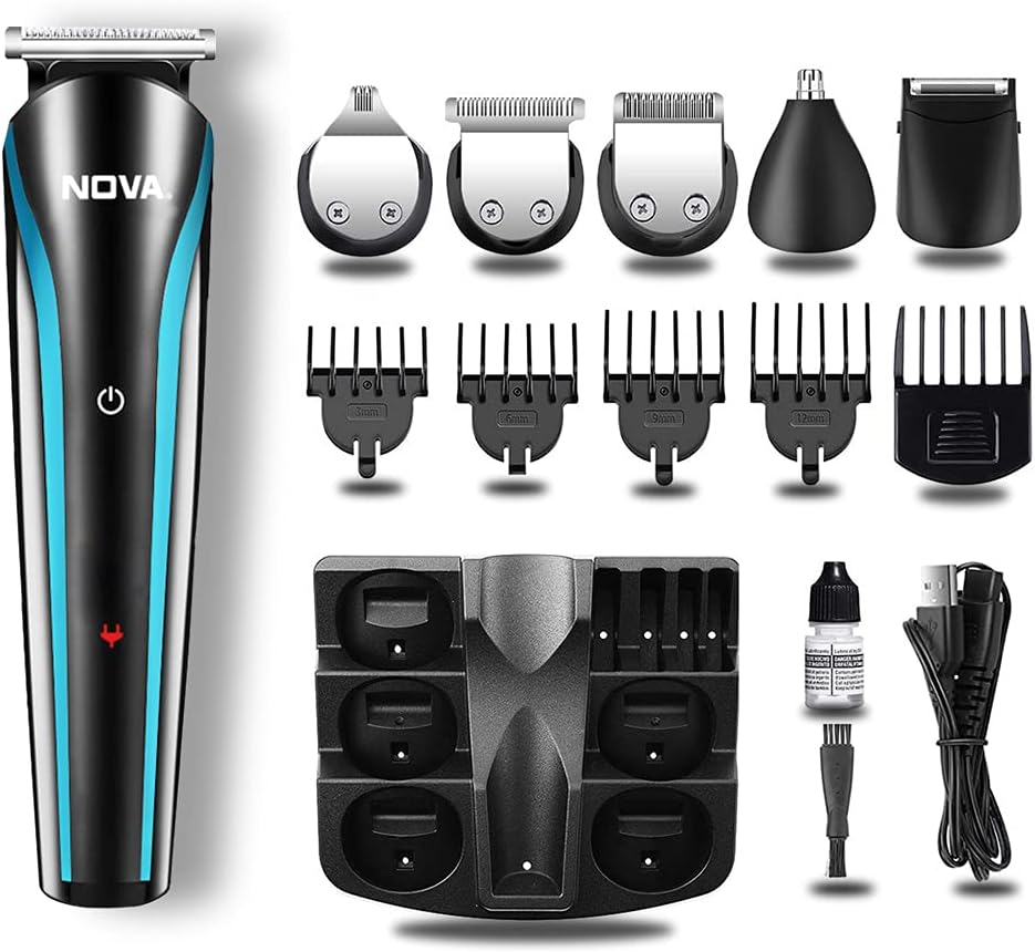 NOVA NG 1152 Cordless Rechargeable: 60 Minutes Runtime Multi Grooming Trimmer for Men (Blue)