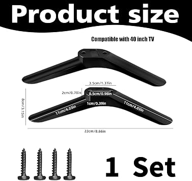 TV Stand Base Pedestal Feet with 4 Screws,Universal TV Feet and TV Legs Replacement Stand for Samsung TV and LG TV Stand,Non-Slip Plastic TV Base for 24 Inch to 55 Inch Flat Screen Television