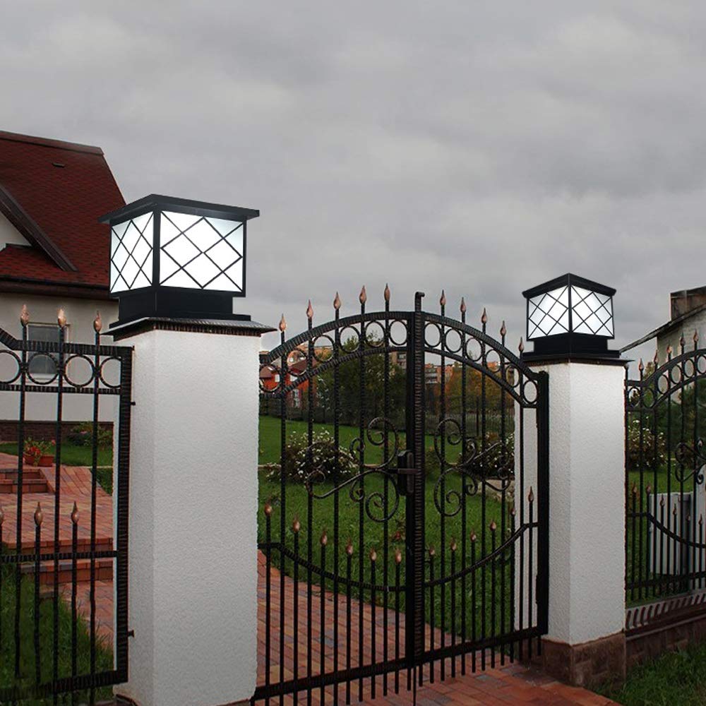 Oświetlenie Zewnętrzne, Słupkowe, Solarne, Wodoodporne, Proste, Ogrodowe, Do Willi, Na Dziedziniec, Do Lamp Ściennych, Do Ogrodzenia, Na Słupek, Do Drzwi, Na Balkon, Do D(Białe Światło-25 * 26Cm)