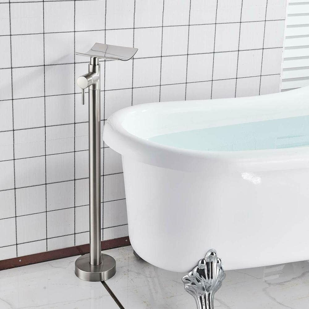 DFGHNBVC Waterfall Spout Floor Bathtub Faucet Brushed Nickel Faucet